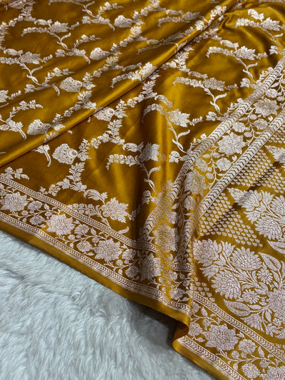 Mustard Shades Minakari Jaal Mashru Silk Saree MCS48