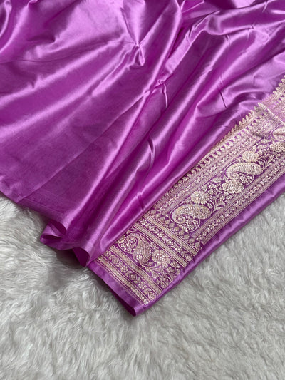 Banarasi Contrast Purple With Lavender Mashru Silk Saree Jaal MCS44