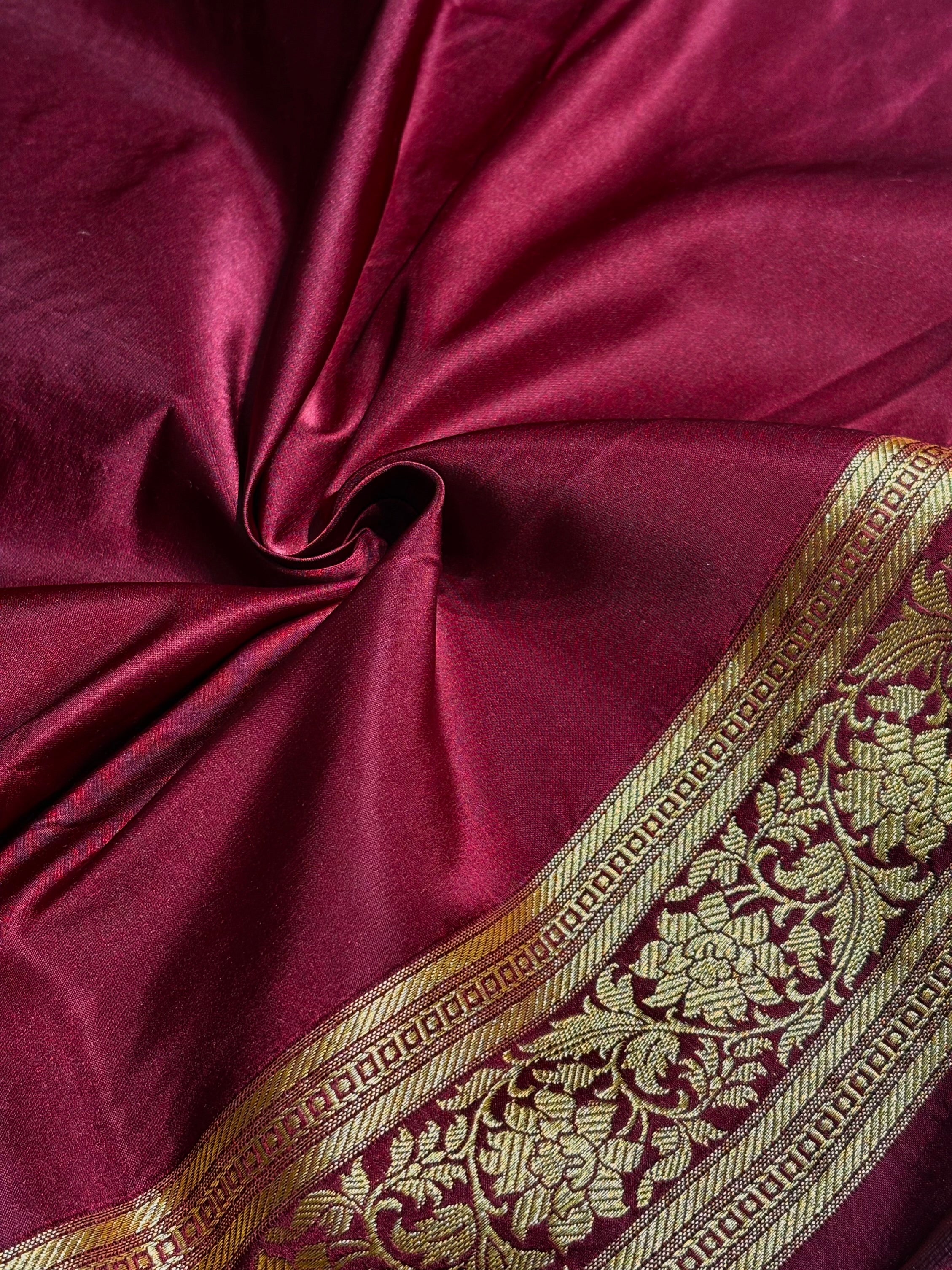 Garnet Shades Satin Katan Silk Saree SK63