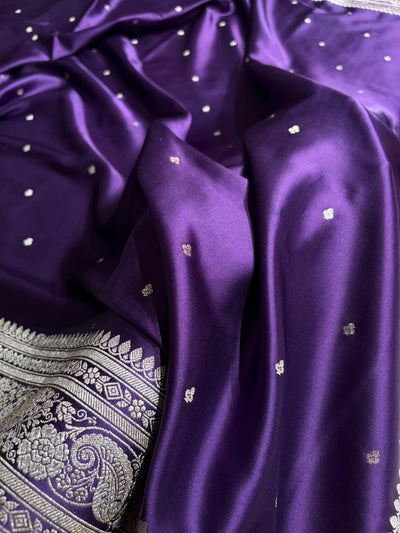 Banarasi Purple Shades Floral Mashru Silk Saree MCS64
