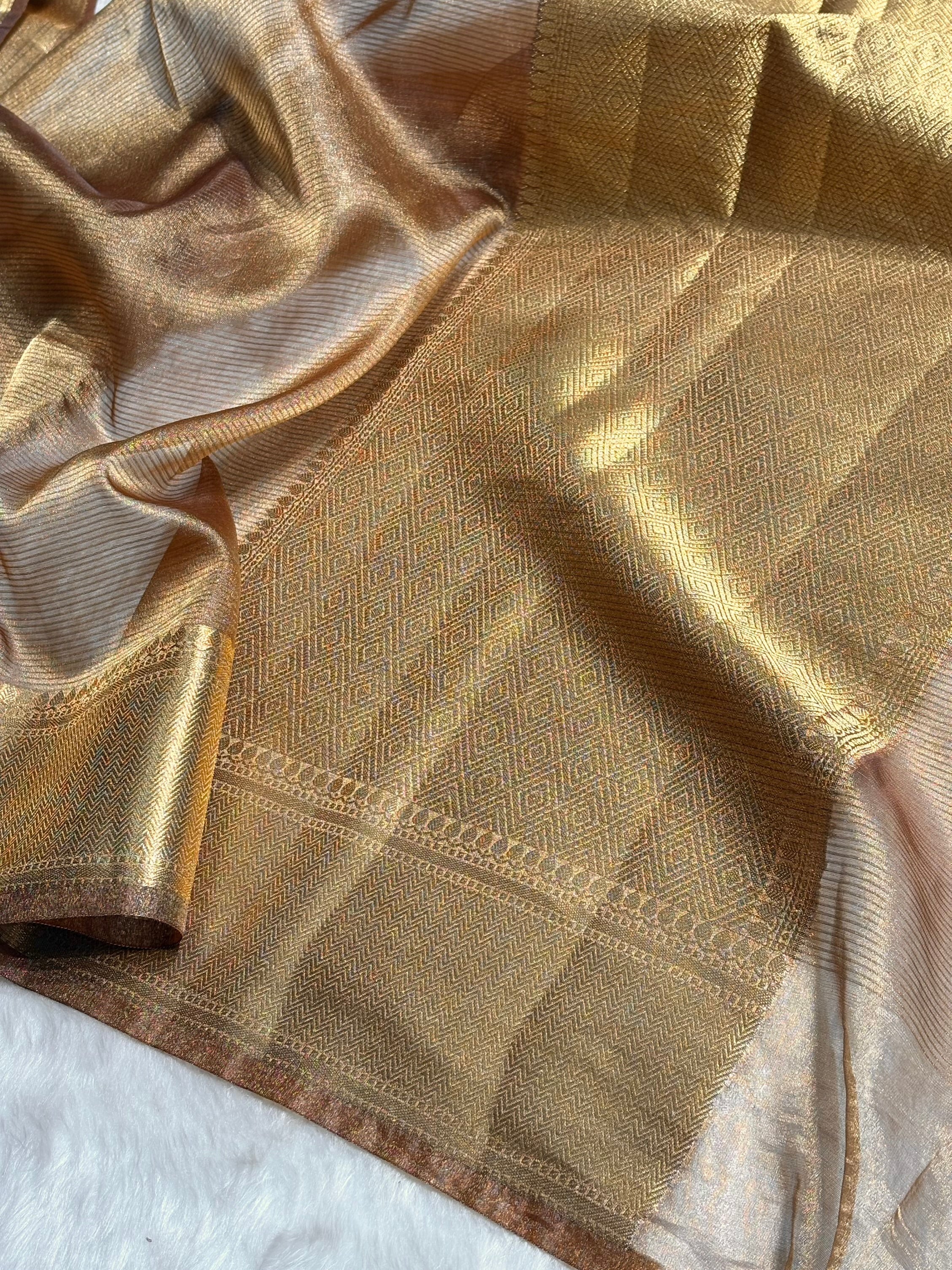 Cheaku Shades Semi Pure Tissue Silk Saree T06