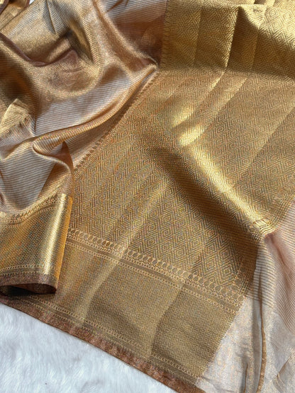 Cheaku Shades Semi Pure Tissue Silk Saree T06