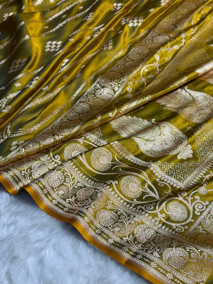 Liril Mehendi Floral Boota Pattern Satin Katan Silk saree SK39