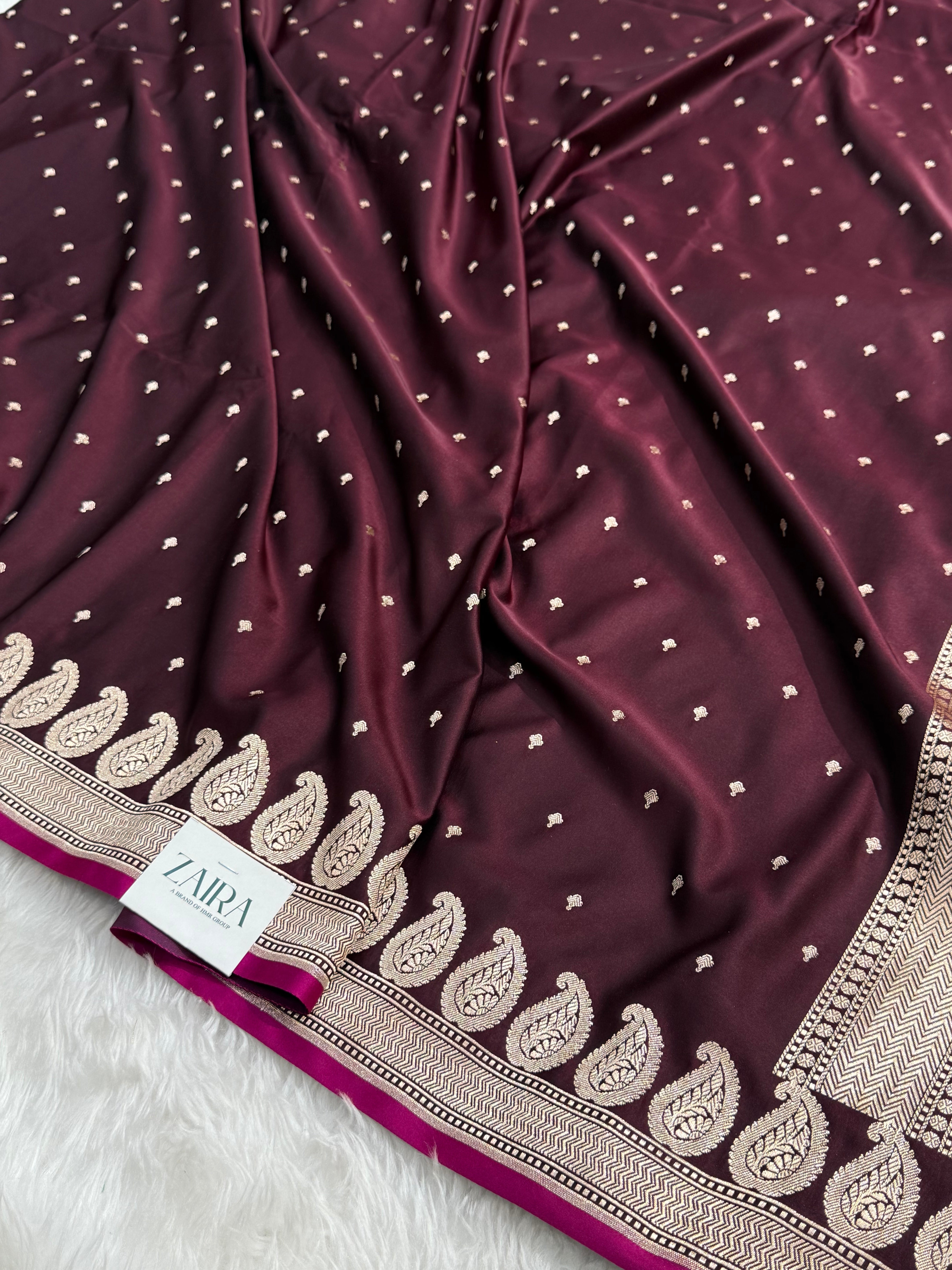 Chocolate Mashru Silk Saree for Festive Seasons