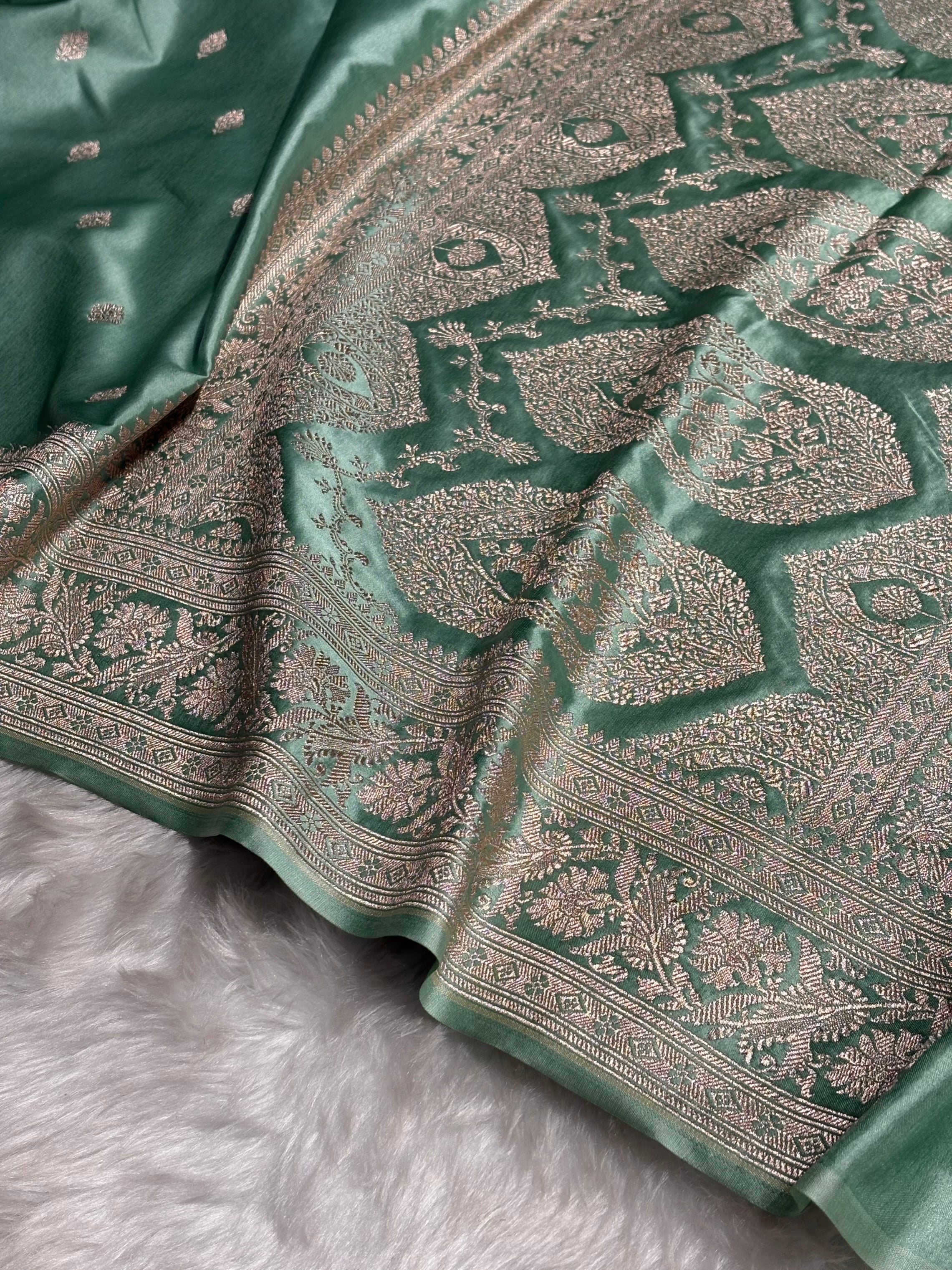 Mint Shades Booti Mashru Silk Saree MS62