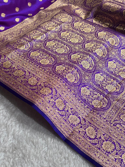 Purple Shades Boota Pattern Banarasi Satin Silk Saree SS45