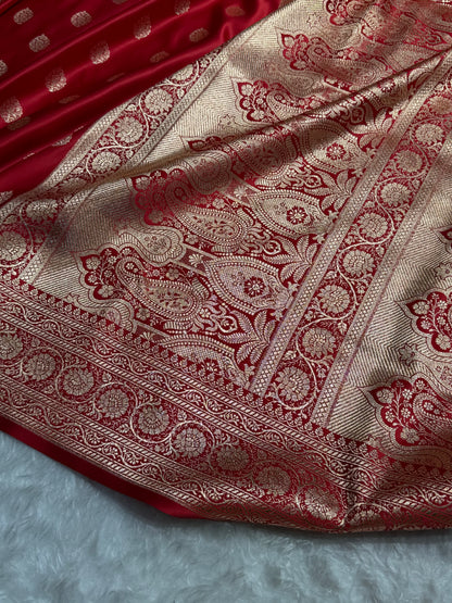 Banarasi Boota Katan Silk Saree In Red Shades SK02