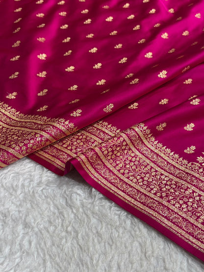 Banarasi Satin Katan Saree With Boota in Rani Shades SK89