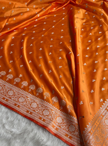 Banarasi Orange Shades Booti Mashru Silk Saree MCS72