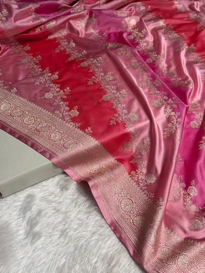 Blush Pink Rangkat Banarasi Cross Mashru Silk Saree MSRK01