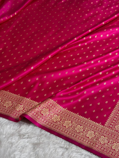 Banarasi Boota Katan Silk Saree In Cross Rani Shades SK04
