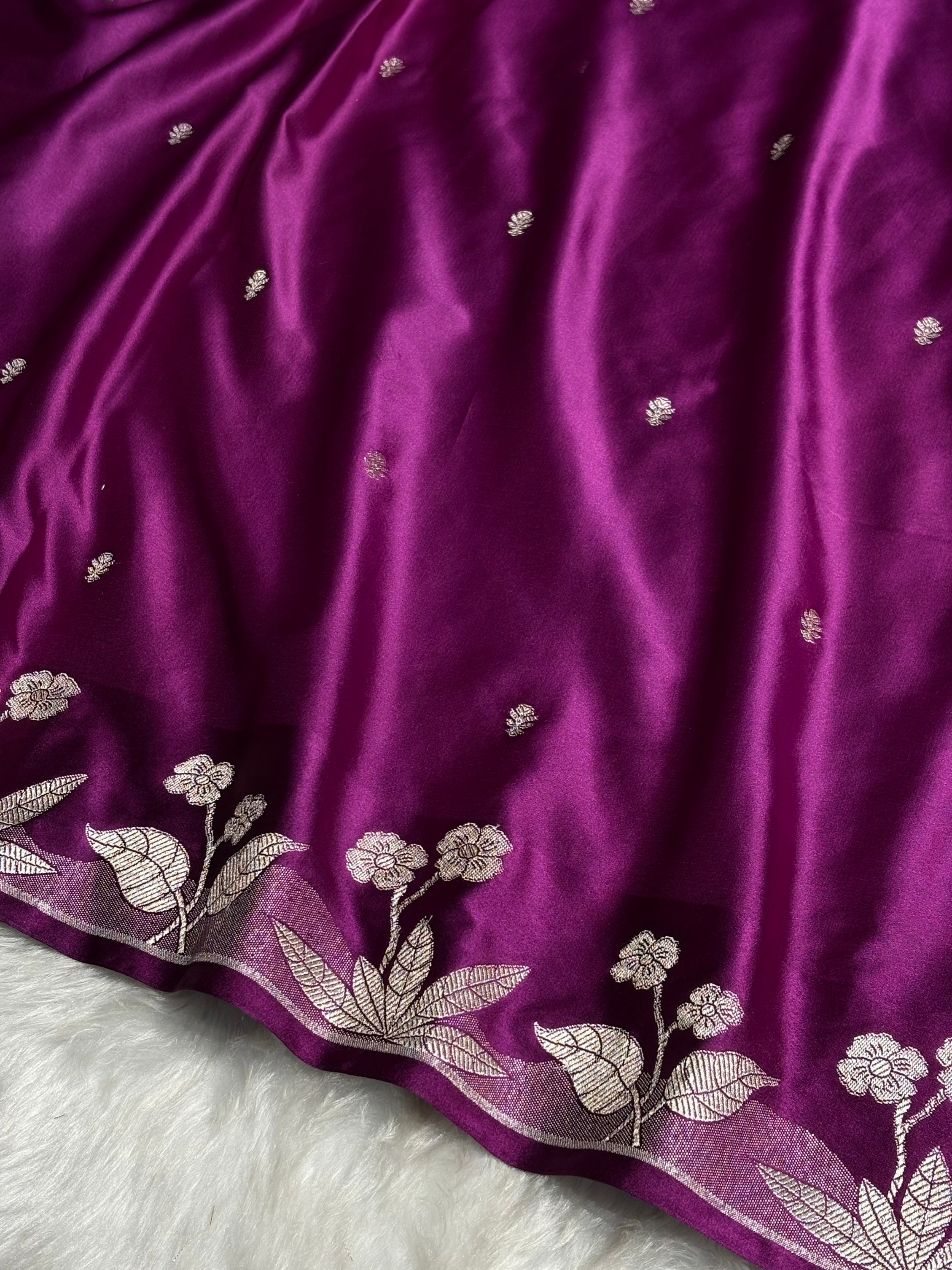 Banarasi Wine Booti Mashru Silk Saree MS58