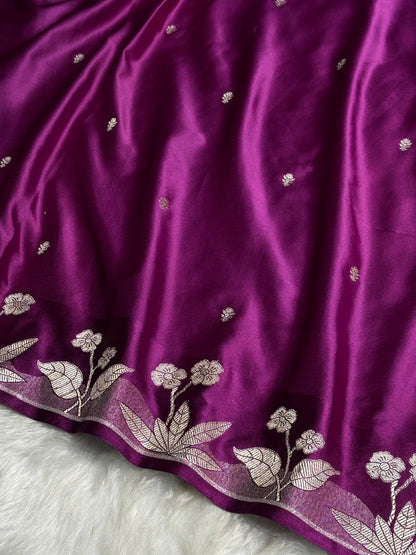 Banarasi Wine Booti Mashru Silk Saree MS58