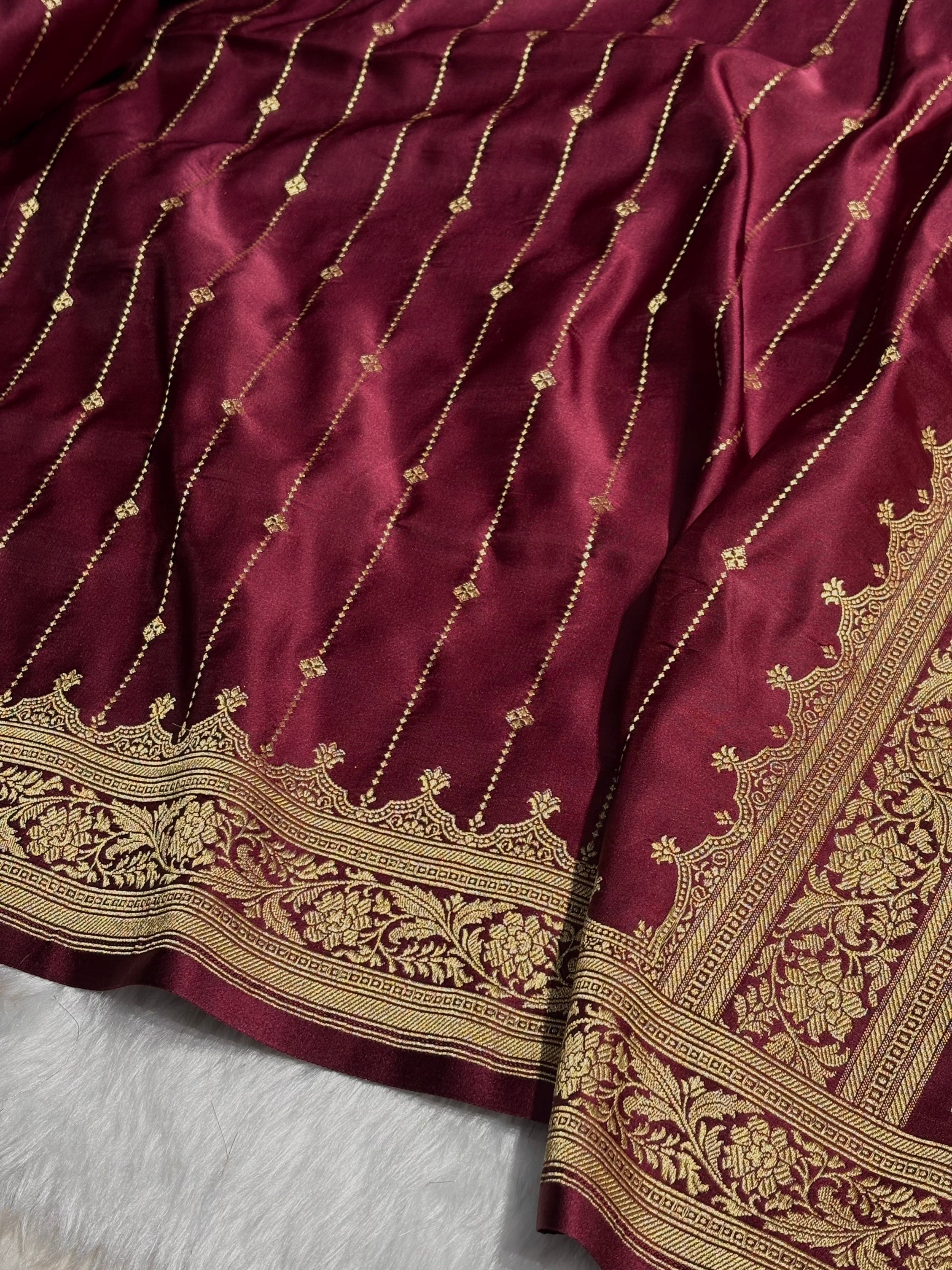 Garnet Shades Satin Katan Silk Saree SK63