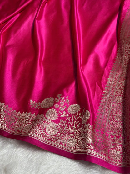 Pink Shades Floral Border Mashru Silk Saree MSM-62
