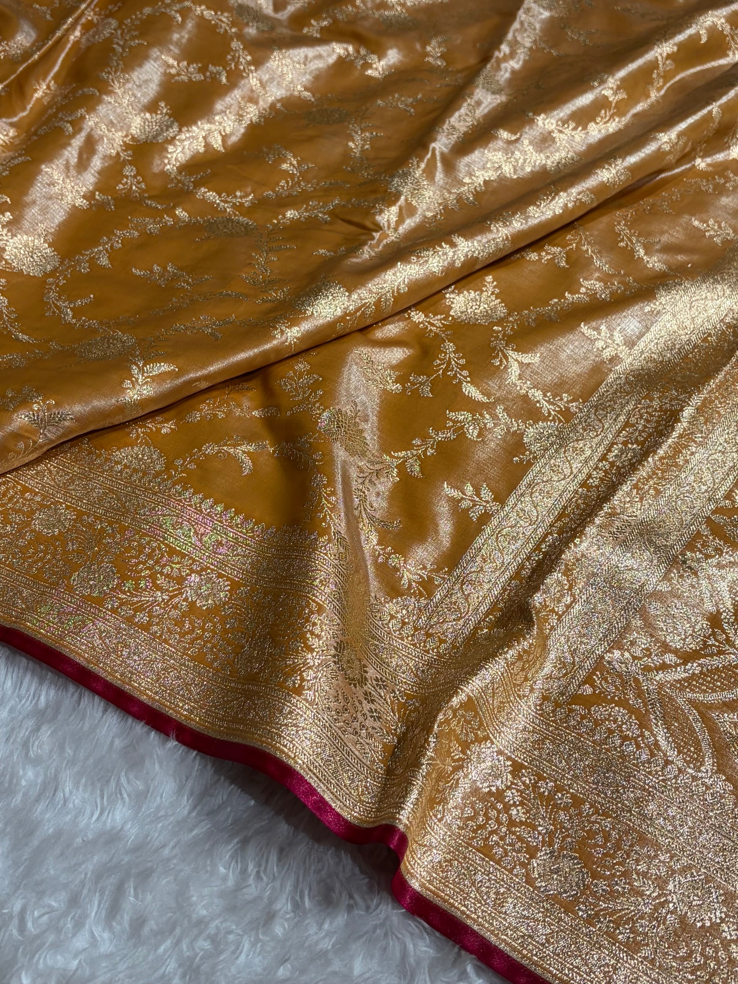 Satin Silk Banarasi Jaal in Lemon Green Shades SS14