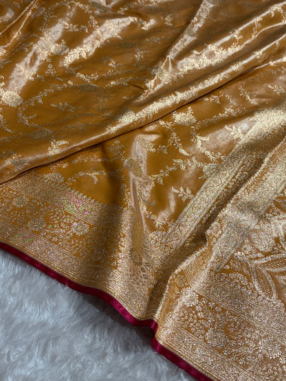 Satin Silk Banarasi Jaal in Lemon Green Shades SS14