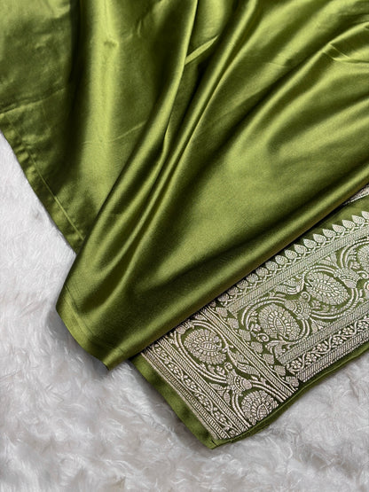 Mehendi Green Shades Jaal Mashru Silk Saree MS42