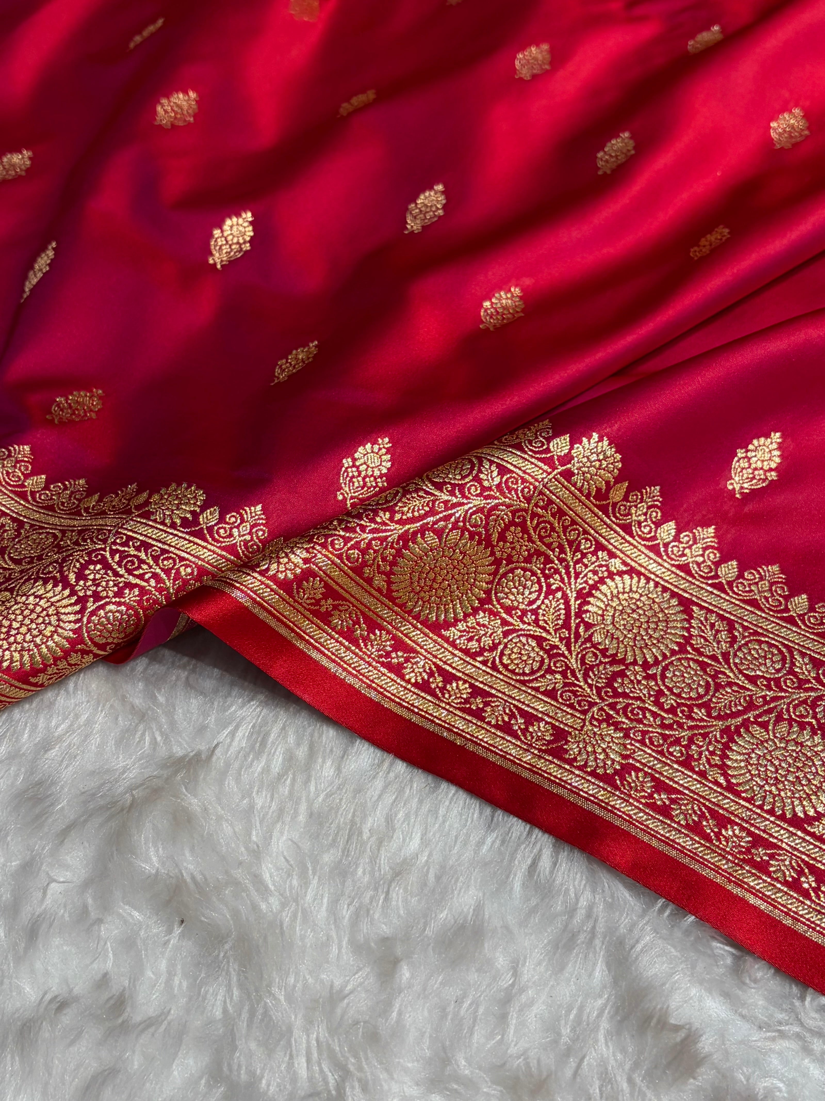Banarasi Satin Katan Saree in Cross Red Shades SK82