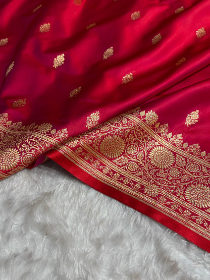 Banarasi Satin Katan Saree in Cross Red Shades SK82