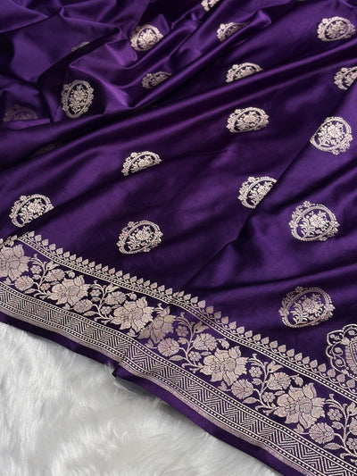 Dark Purple Shades Boota Mashru Silk Saree MCS24