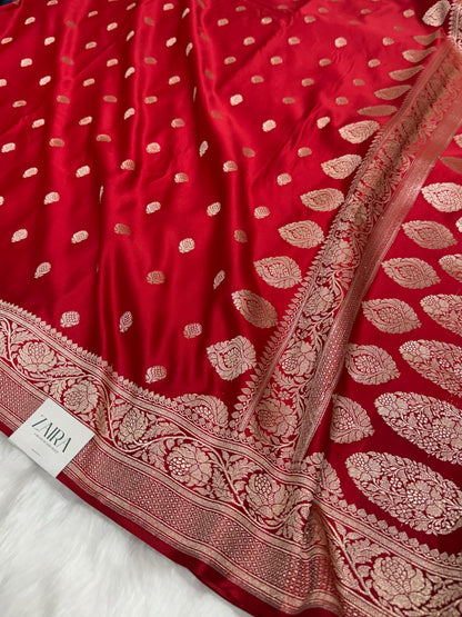 Red Shades Floral Boota Mashru Silk Saree MSM 77
