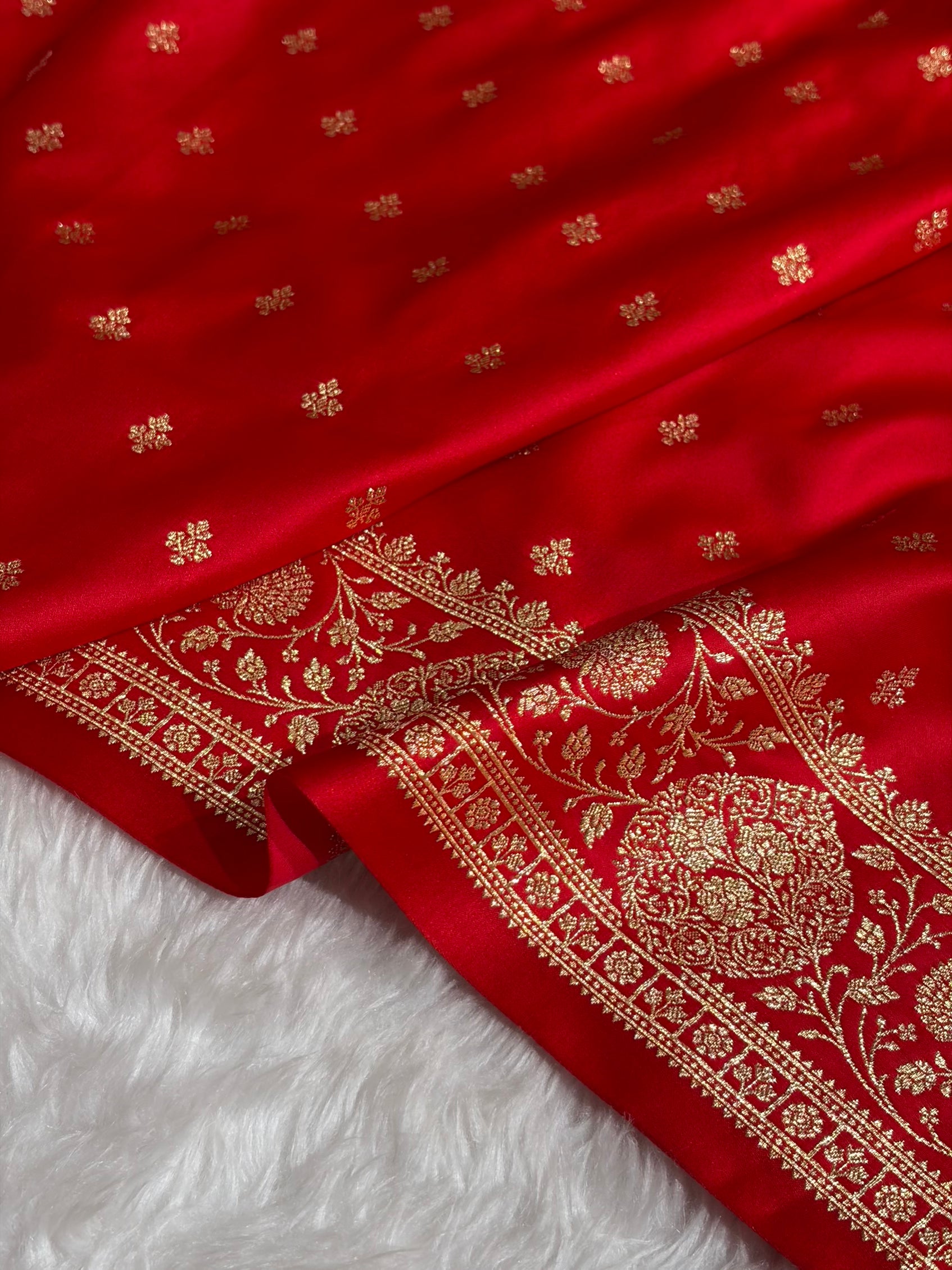 Banarasi Satin Katan Saree With Boota in Red Shades SK117