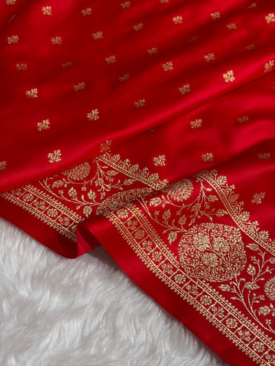 Banarasi Satin Katan Saree With Boota in Red Shades SK117