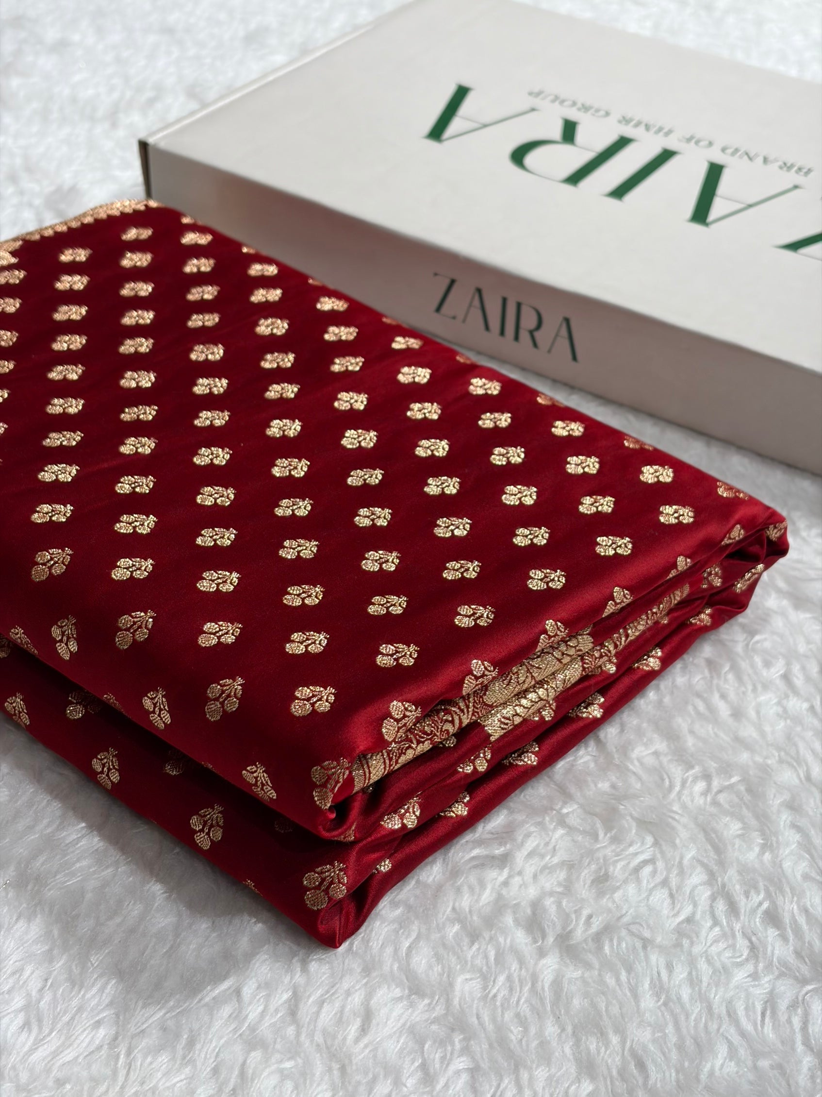 Maroon Shades Booti Satin Katan Silk saree