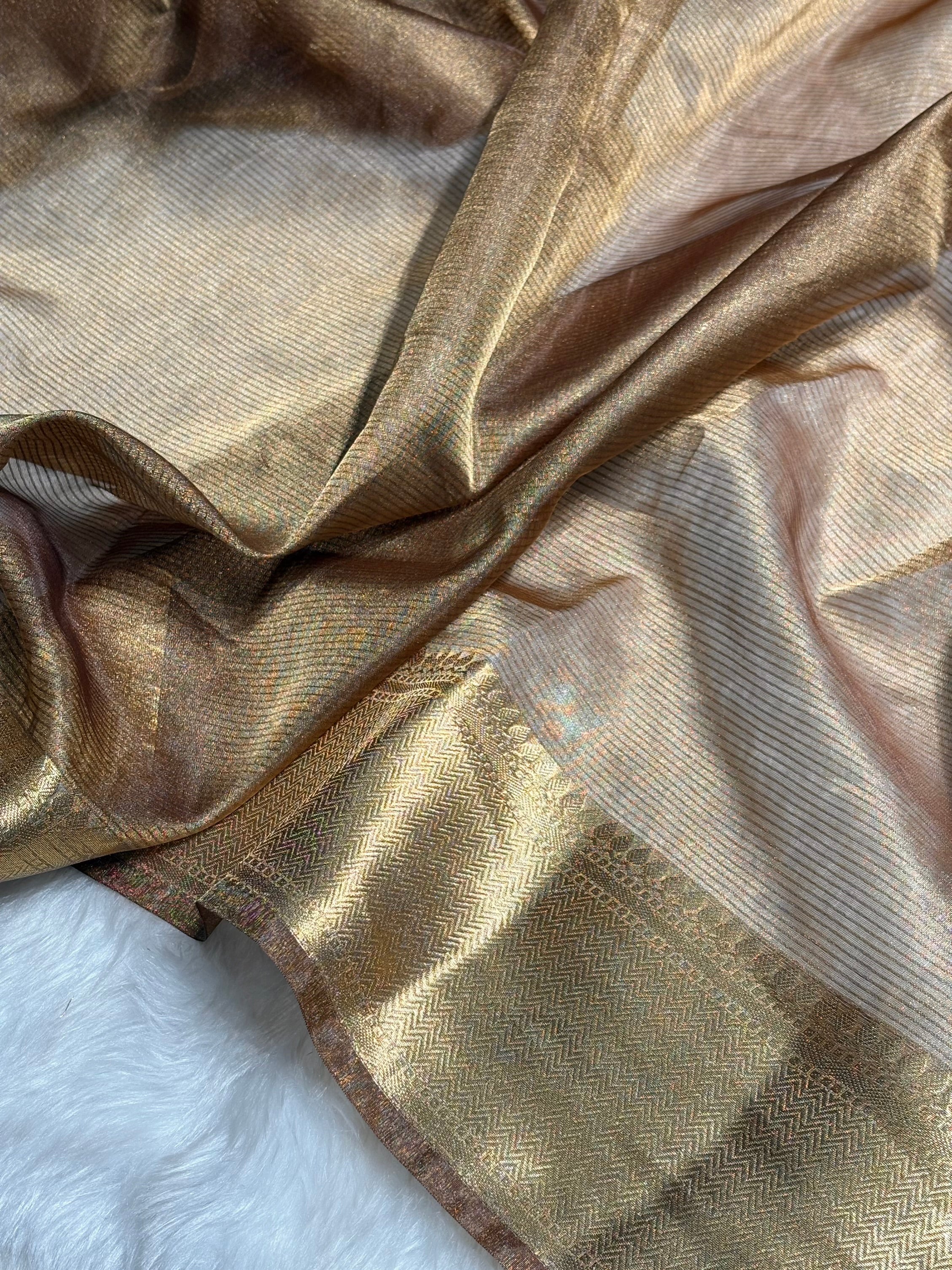 Cheaku Shades Semi Pure Tissue Silk Saree T06