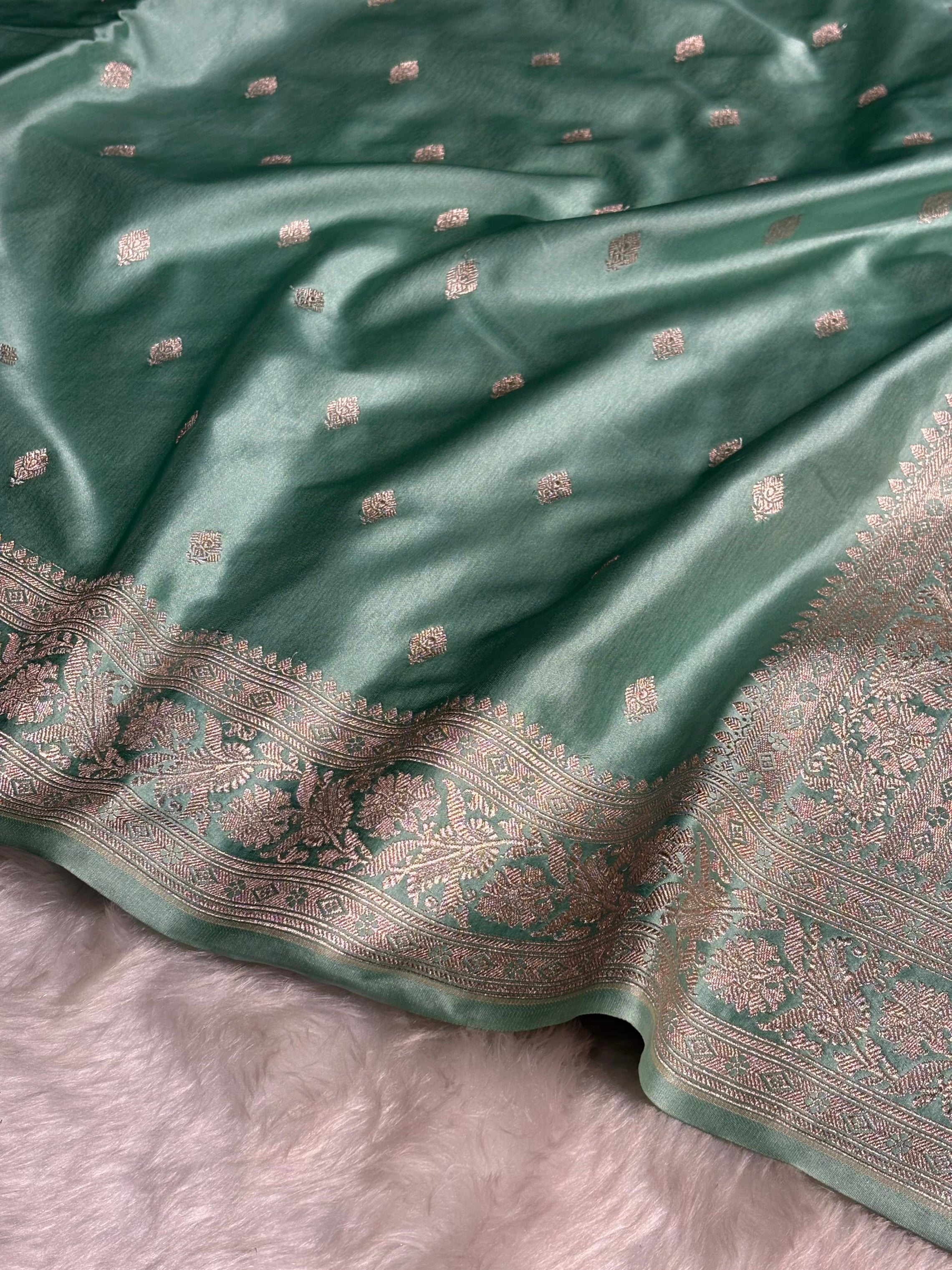 Mint Shades Booti Mashru Silk Saree MS62