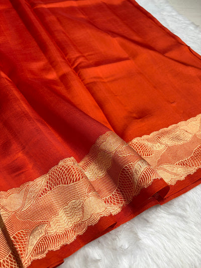 Rusty Orange Shades Handwoven Pure Paper Silk RM-62
