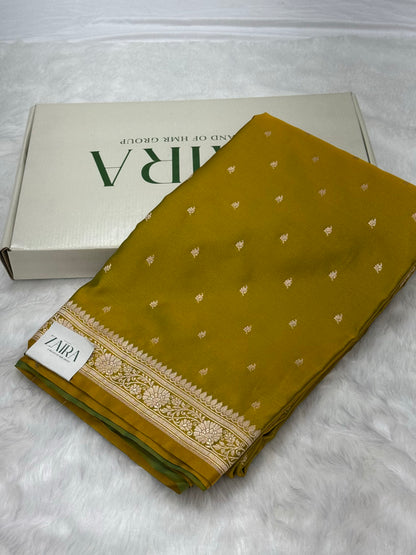 Mehendi Green shades Mashru Silk Saree for Festive Seasons