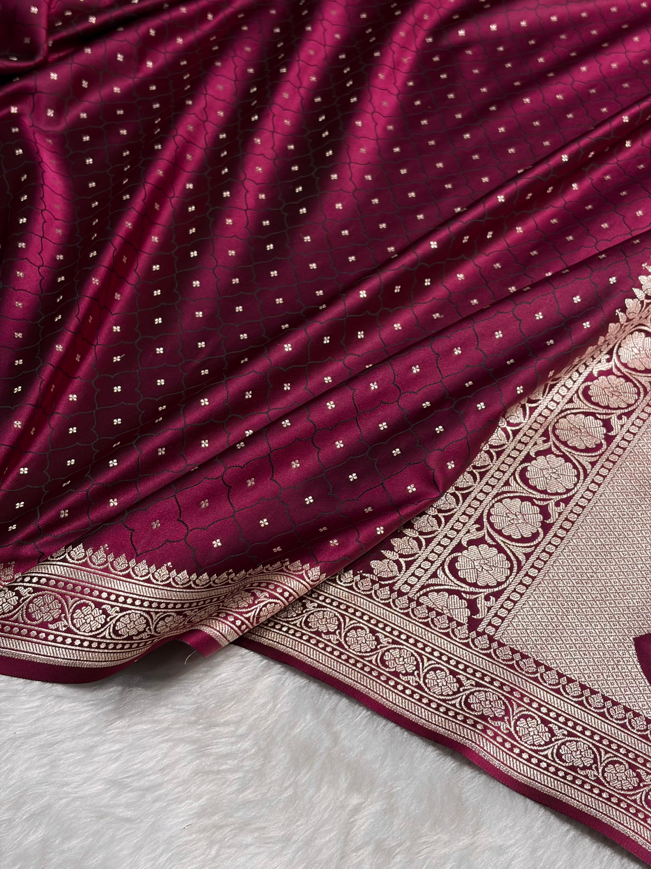 Garnet Shades Tanchoi Motif Mashru Silk Saree MST-13