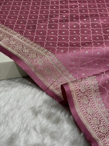 Deep Blush Pink Shades Tanchoi Motif Mashru Silk Saree MST-13