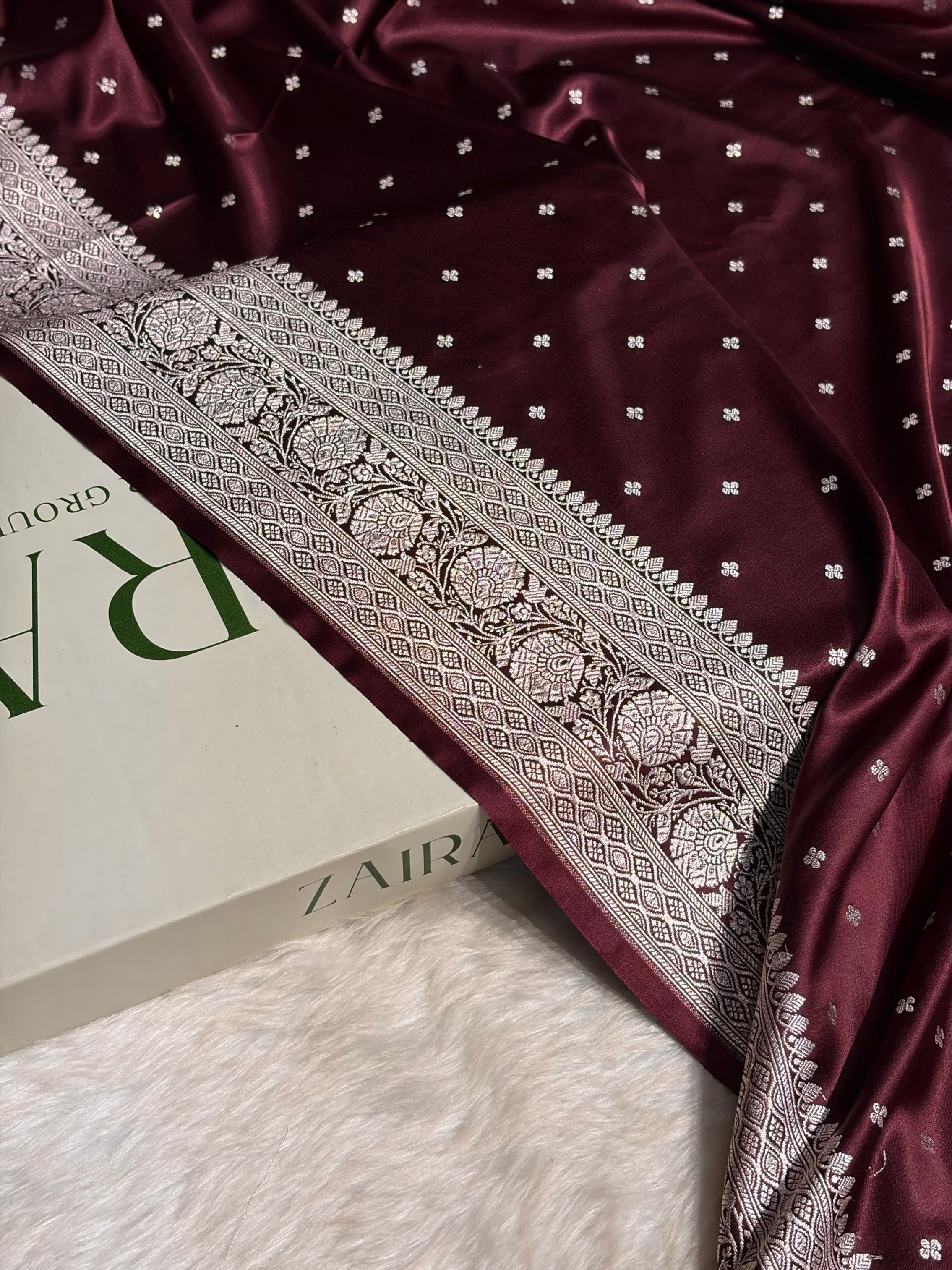 Garnet Shade Booti Mashru Silk Saree MS41