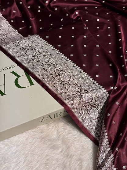 Garnet Shade Booti Mashru Silk Saree MS38