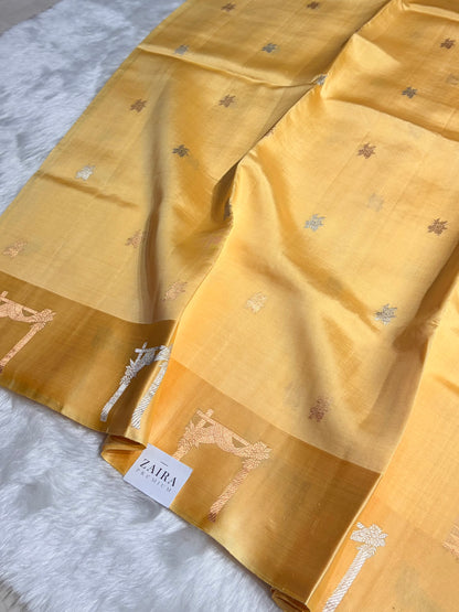 Lemon Shades Boota Handwoven Pure Raw Mango Silk RM-14