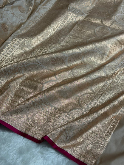 Tusser Banarasi Jaal Satin Katan Silk Saree SK06