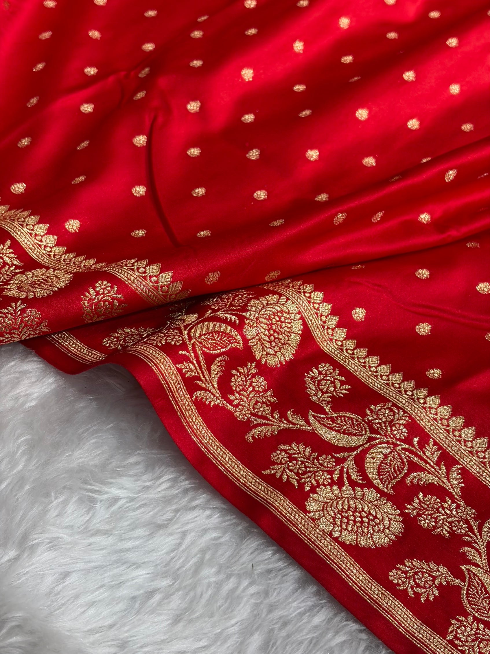 Banarasi Satin Katan Saree With Boota in Red Shades SK107