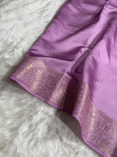 Banarasi Lavender Shade Flower Minakari Brocade Pure Caramel Mango Silk Saree CS-20