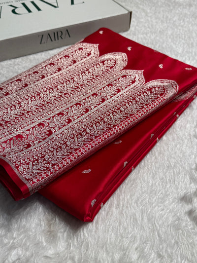 Skirt Border Red Mashru Silk Saree MCS13