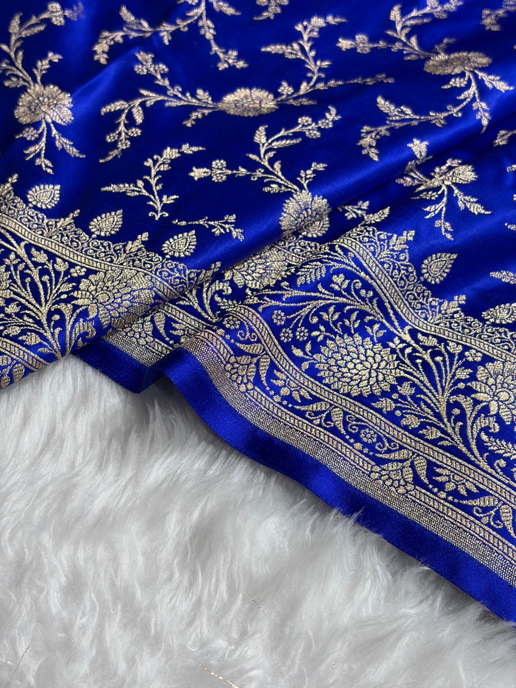 Banarasi Royal Blue Banarasi Jaal Katan Silk Saree SKM37