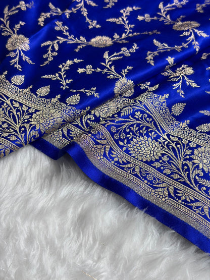 Banarasi Royal Blue Banarasi Jaal Katan Silk Saree SKM37