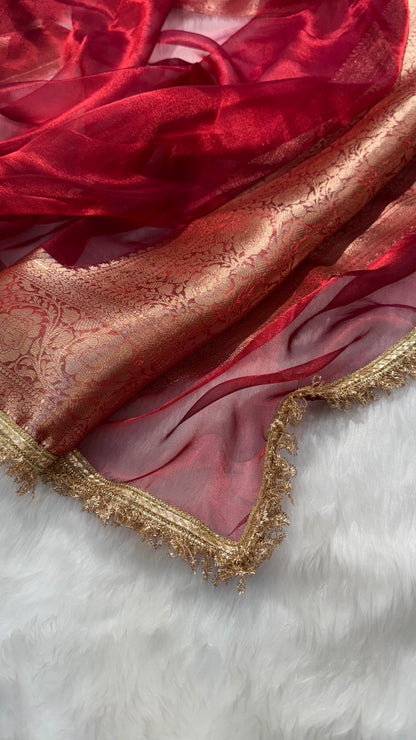 Bridal Red Pure Tissue Silk Saree with Gotta Patti PTGP2