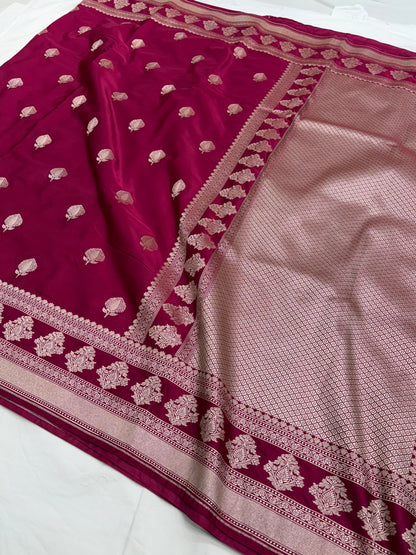 Rani Shade With Booti Pattern Mashru Silk Saree
