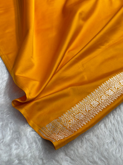 Premium Banarasi Satin Katan Saree in mustard Shades SK90