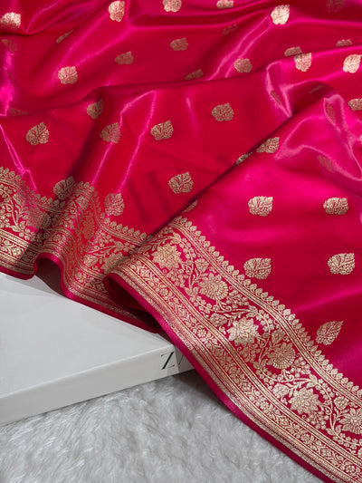 Cross Rani Shades Booti Pattern Banarasi Satin Silk Saree SS58