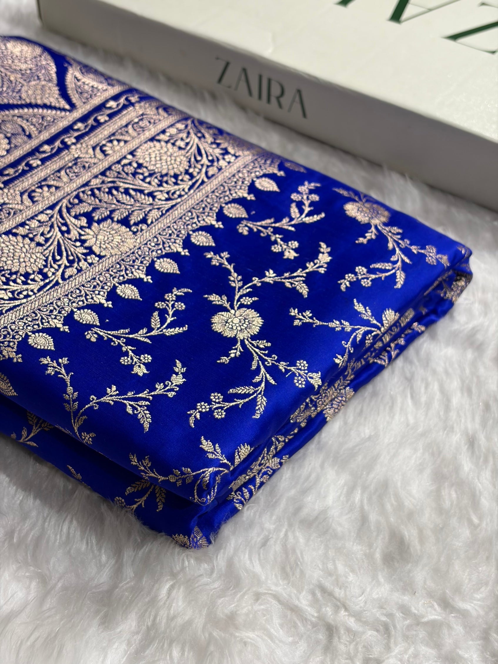 Banarasi Royal Blue Banarasi Jaal Katan Silk Saree SKM37