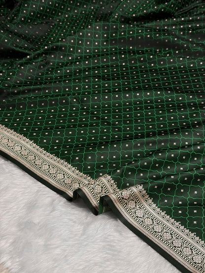 Bottle Green Shades Tanchoi Motif Mashru Silk Saree MST-13